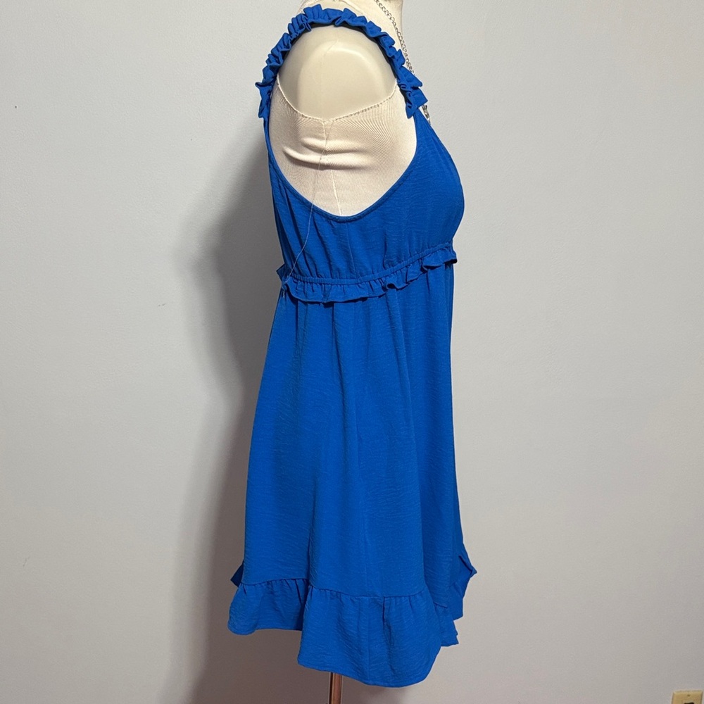 Royal Blue Ruffle Strap Romper - Picture 3 of 4